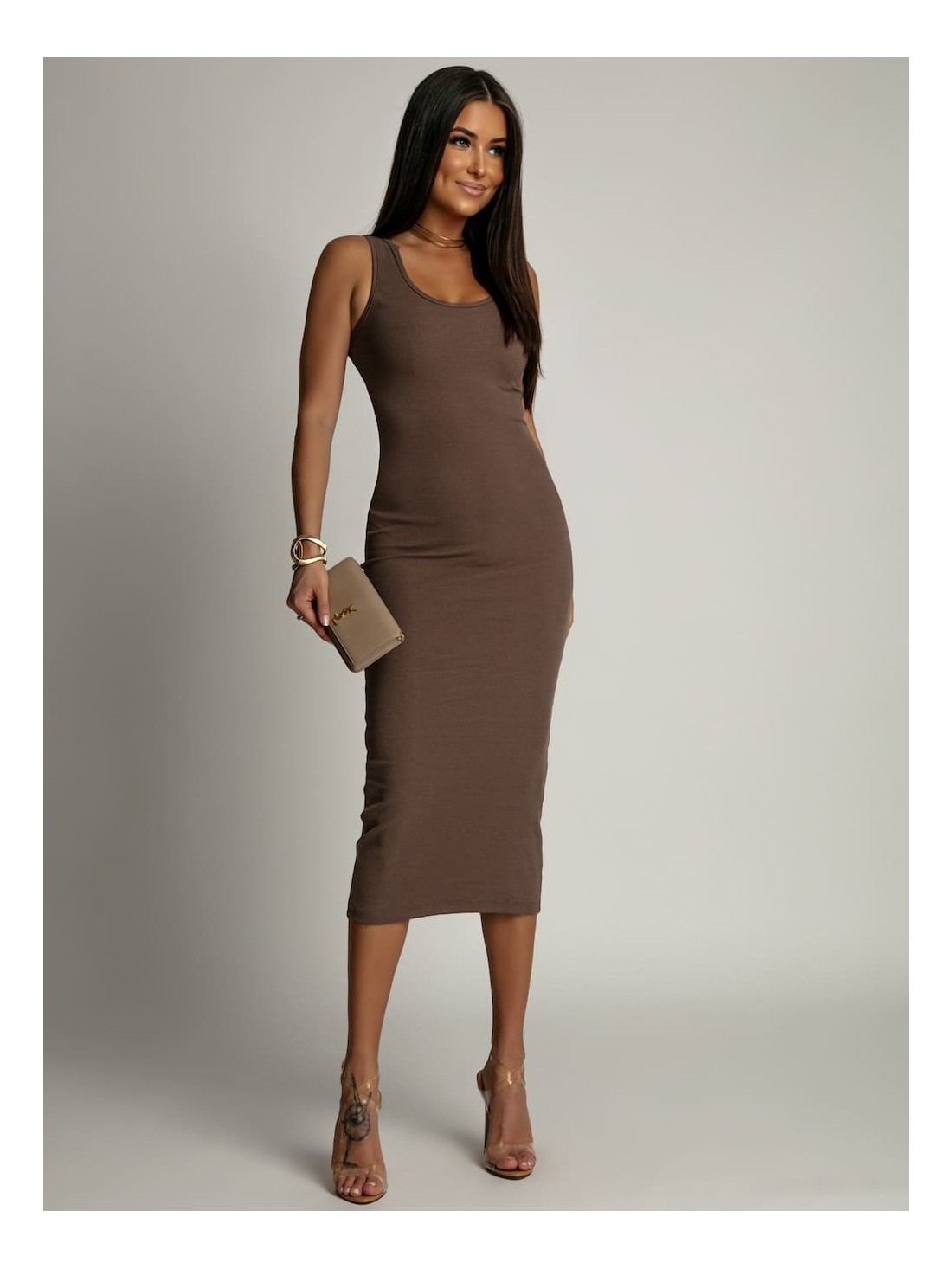 Fitted midi dress with straps - Fango - Online store - Boutique